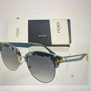 Fendi Women's Blue and Yellow Sunglasses